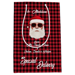 Leuke Speciale Levering Santa Red Black Buffalo Pl Medium Cadeauzakje