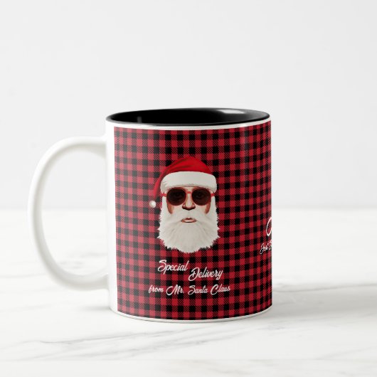 Leuke Speciale Levering Santa Red Black Buffalo Pl Tweekleurige Koffiemok (Links)