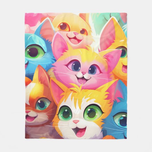 Leuke speelse anime kittens fleece deken (Voorkant)