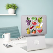 Leuke speelse gehaakte fruit collage plakboek sticker (Laptop op bureau)