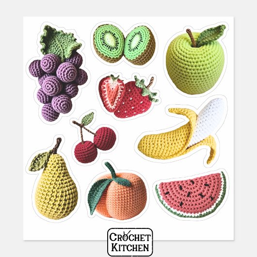 Leuke speelse gehaakte fruit collage plakboek sticker