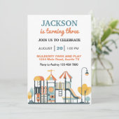 Leuke speeltuin verjaardagsfeestje kaart (Staand voorkant)