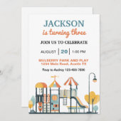 Leuke speeltuin verjaardagsfeestje kaart (Voorkant / Achterkant)