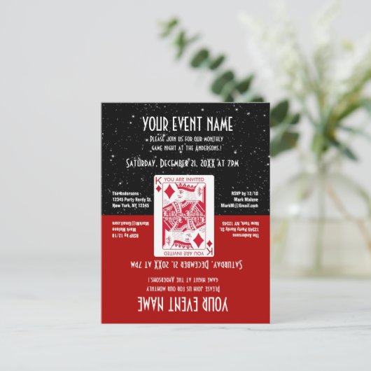 Leuke Spelavond, Monte Carlo Look Uitnodiging Briefkaart (Staand voorkant)