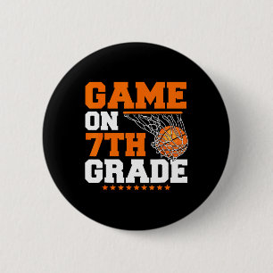 Leuke spelletjes op de zevende klas basketbal eers ronde button 5,7 cm