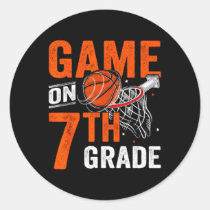 Leuke spelletjes op de zevende klas basketbal eers ronde sticker