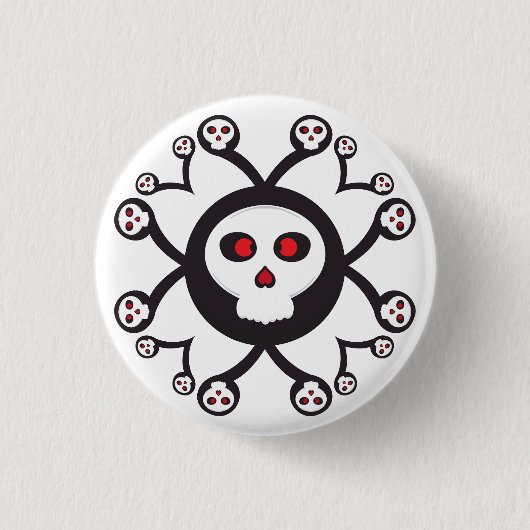 Leuke spider schedel cartoon ronde button 3,2 cm (Voorkant)