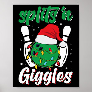 Leuke Splits n Giggles Bowling Speler Kerst Bowl Poster