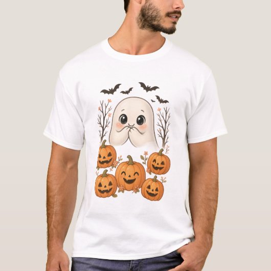 Leuke spookachtige Halloween Ghost T-shirt (Voorkant)