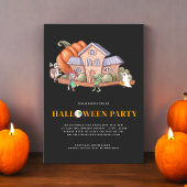 Leuke spooky huis Halloween kostuum feest Kaart