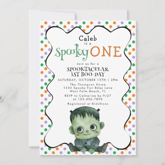 Leuke Spooky One First Boo Day 1st Birthday Party Kaart (Voorkant)