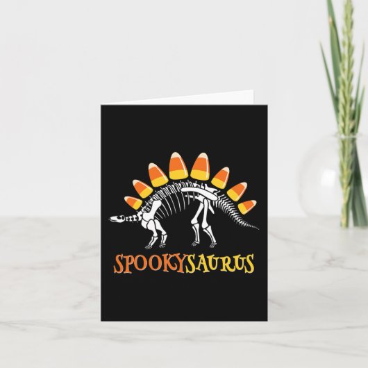 Leuke Spookysaurus Candy Corn Dinosaurus Halloween Kaart (Voorkant)