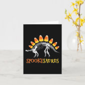 Leuke Spookysaurus Candy Corn Dinosaurus Halloween Kaart (Gele Bloem)