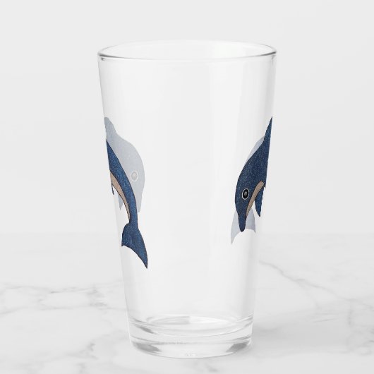 Leuke sprankelende Blauw Wit Springen Oceaan Dolfi Glas (Links)