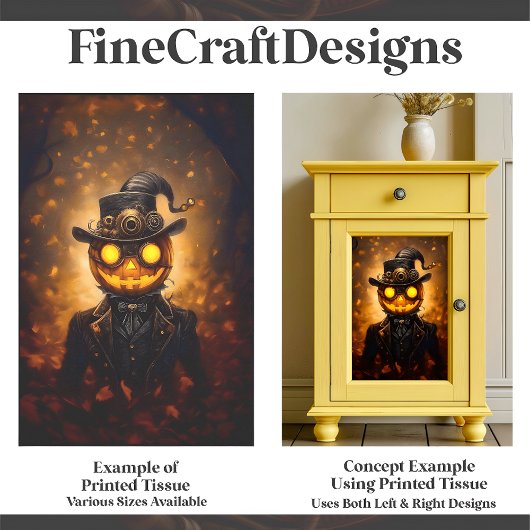 Leuke Steampunk Halloween Pompoen Man F1R Decoupag Tissuepapier