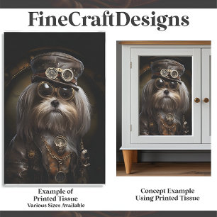 Leuke Steampunk Shih Tzu Hond Schilderij D4R Decou Tissuepapier
