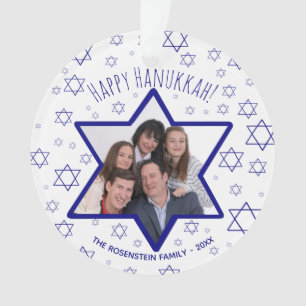 Leuke ster van David Happy Hanukkah Foto Ornament