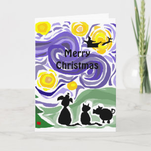 Leuke Sterrennacht stijl kerst kunst Feestdagen Kaart