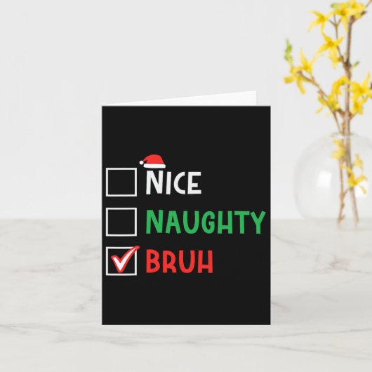 Leuke stoute bruh grappige kerst familie matching kaart (Gele Bloem)