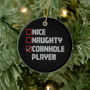 Leuke Stoute Cornhole Speler Lijst Lelijk Kerstfee Keramisch Ornament