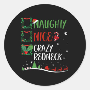 Leuke stoute Crazy Redneck Christmas Matching Sant Ronde Sticker