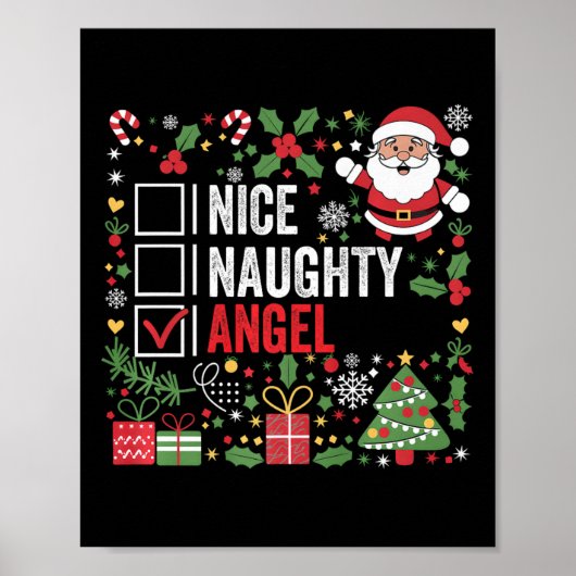 Leuke Stoute Engel Grappige Kerstman Poster (Voorkant)