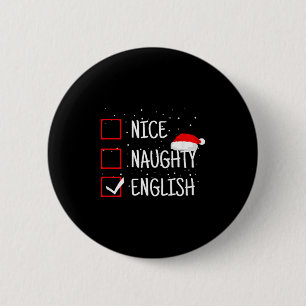 Leuke Stoute Engelse Kerst Checklijst Grappig Enge Ronde Button 5,7 Cm