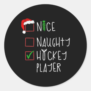 Leuke stoute hockeyer grappig kerstkostuum ronde sticker