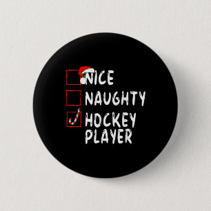 Leuke stoute hockeyspeler Kerstman Ronde Button 5,7 Cm