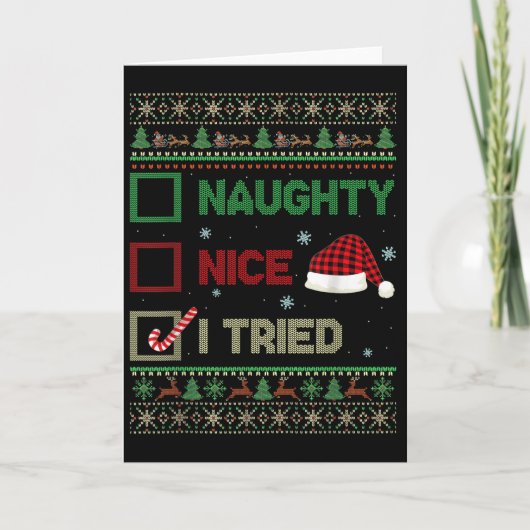 Leuke Stoute Ik Heb een Lelijke Trui Rode Geruite Kaart (Voorkant)