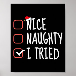 Leuke stoute ik probeerde grappige kerstlijst Sant Poster