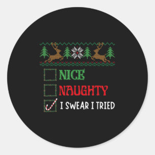 Leuke Stoute Ik Zweer Dat Ik Grappige Kerst Kerstc Ronde Sticker