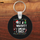 Leuke stoute ik zweer dat ik probeerde kerst famil sleutelhanger (Voorkant)