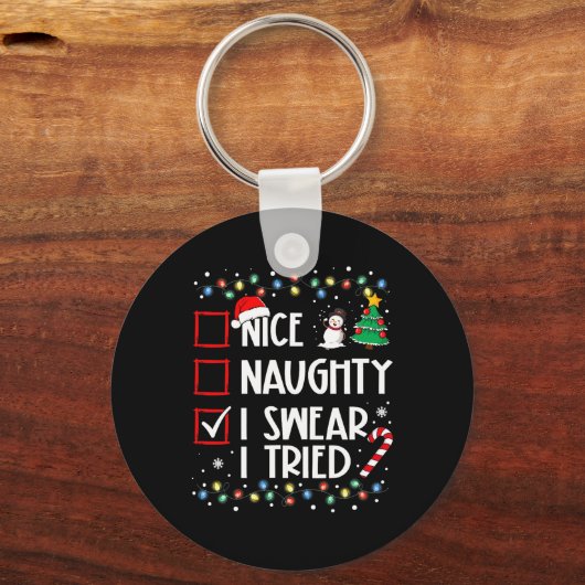 Leuke stoute ik zweer dat ik probeerde kerst famil sleutelhanger (Voorkant)