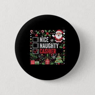 Leuke stoute kassier Grappig Kerstman T Ronde Button 5,7 Cm