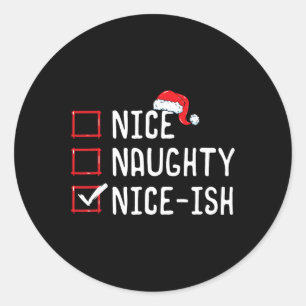 Leuke stoute leuke kerstlijst ronde sticker