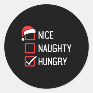 Leuke stoute lijst met hongerige kerst ronde sticker