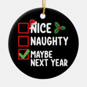 Leuke Stoute Misschien Volgend Jaar Kerstman Kerst Keramisch Ornament
