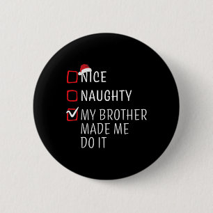 Leuke Stoute Mooie Kerst Familie Pyjama Mannen Vro Ronde Button 5,7 Cm