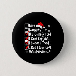 Leuke Stoute Multi Checklist Grappige Kerstlijst  Ronde Button 5,7 Cm