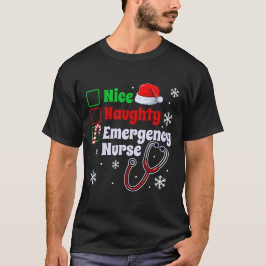 Leuke stoute noodverpleger kerstmis t-shirt (Voorkant)
