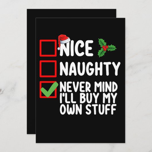 Leuke Stoute Nooit Gedacht Ik Koop Mijn Eigen Spul Kaart (Voorkant / Achterkant)