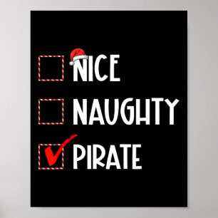 Leuke stoute piraat kerstman poster