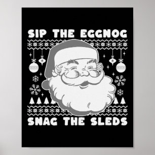 Leuke stoute slok eierpunch kerstlijst kerstman poster