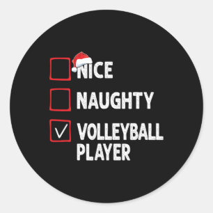 Leuke stoute volleybalspeler jongens kerstmeisje ronde sticker