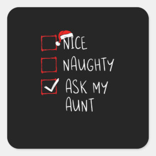 Leuke Stoute Vraag Mijn Tante Kerst Lijst Xmas Vierkante Sticker