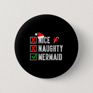 Leuke Stoute Zeemeermin Vrolijk Kerstmis Kerstman  Ronde Button 5,7 Cm
