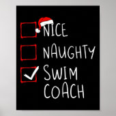 Leuke stoute zwemcoach Kerstlijst Kerstman Poster (Voorkant)