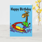 Leuke Straal het Ski?en van de Giraffe Cartoon Kaart (Gele Bloem)