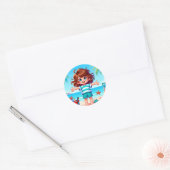 Leuke strand kind scene ronde sticker (Envelop)